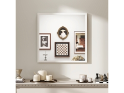 Espelho Quadrado de Parede 50x50cm,moldura Branca de Madeira,ideal para Banheiro,sala Ou Quarto BTFORUS