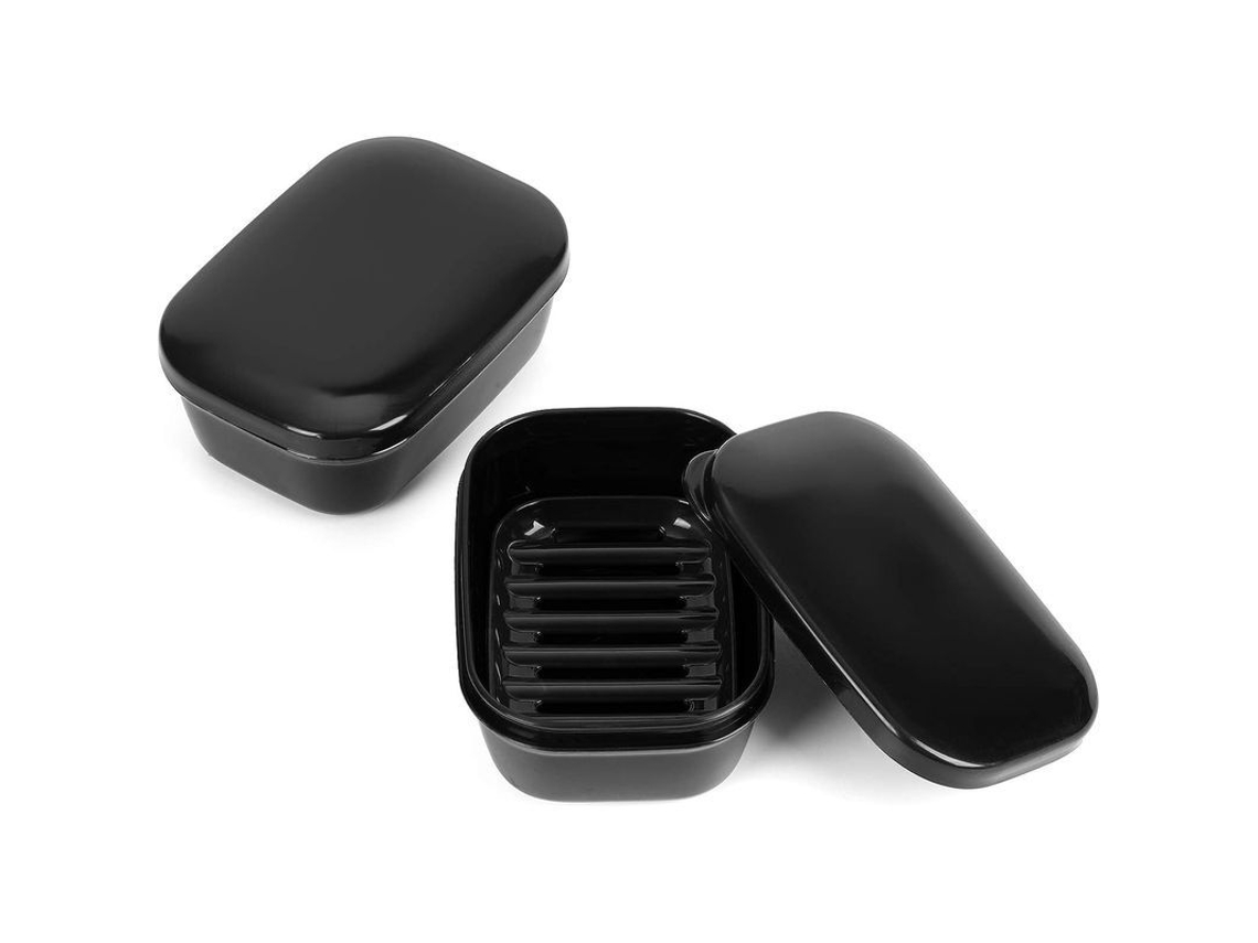 2026 porta Jabón Viaje, 2 Piezas Recipiente Jabón Portátil Ahorrador Jabón para Camping Gimnasio Viaje Negro
