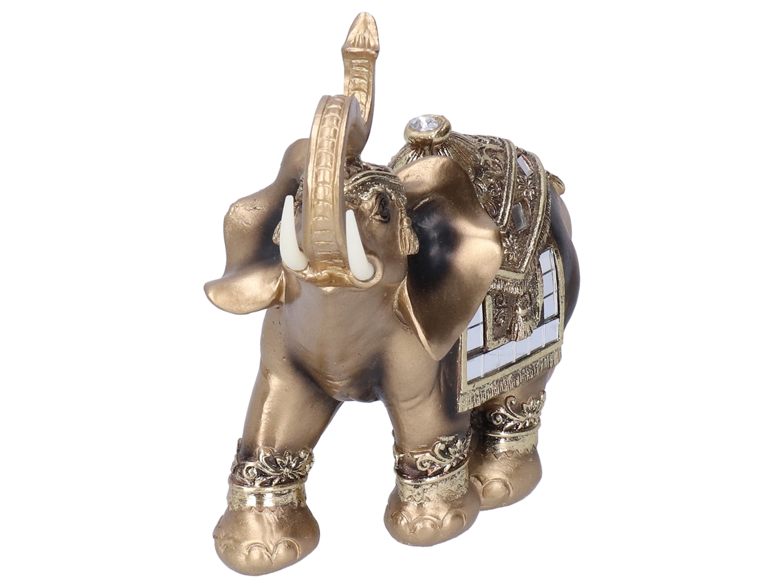 Estátua de Elefante em Resina Decorativa de Mesa, Gold 16.5x8x16cm S/MARCA