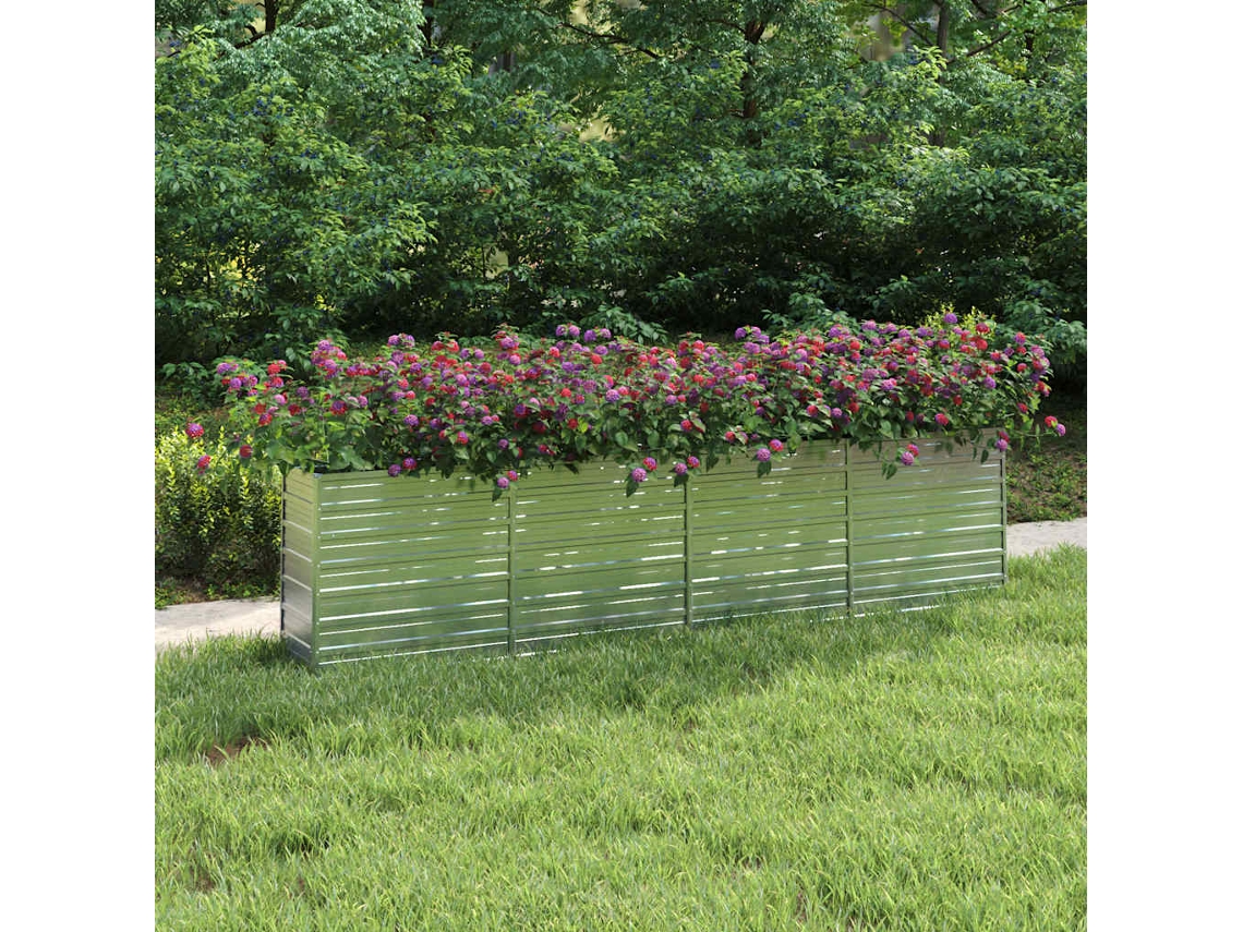 Vidaxl Canteiro Elevado De Jardim 320x40x77cm Aço Galvanizado Prateado