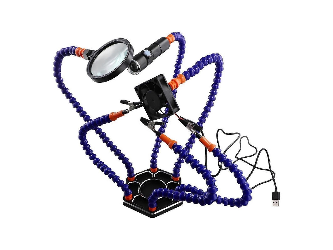 Suporte Para Ferro De Soldar Pcb Com Luzes Led, Lupa De 3x Para Soldagem Eletrônica E Lente De Fresnel. Aquaforge