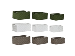 Conjunto De Cestas Home Esprit Verde Cinzento Creme Metal Polipropileno (3 Unidades) (3 Peças)