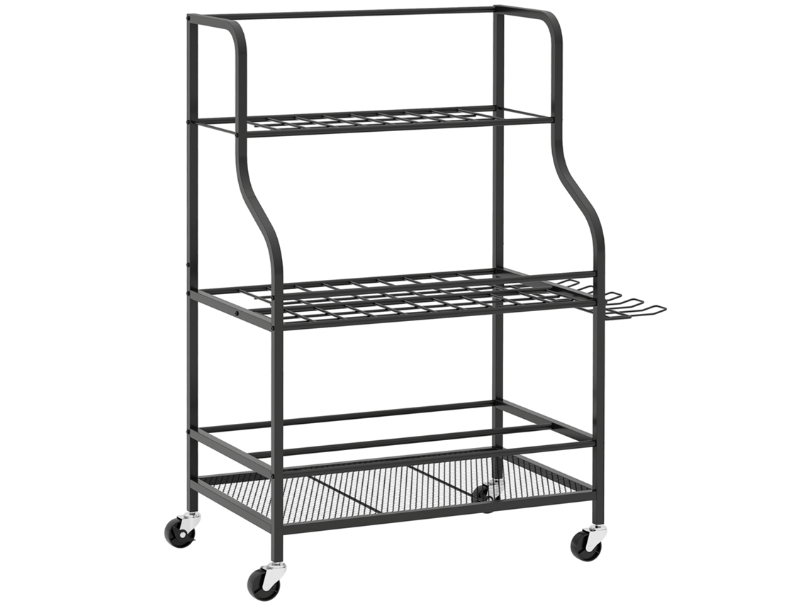 Organizador de Ferramentas BTFORUS, suporte com 54 espaços, 5 ganchos, rodízios, 3 níveis, preto