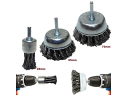 Kit De Escovas De Aço Para Furadeira, 3 Peças, Aço Carbono, Limpeza, Desbaste, Polimento, Remoção De Ferrugem