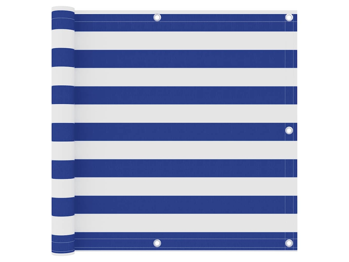 Vidaxl Tela De Varanda 90x500 Cm Tecido Oxford Branco E Azul