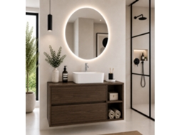 Móvel De Casa De Banho Com Bancada De Madeira E Lavatório De Pousar Origenbath Zeus Sem Espelho 120x45 Cm 1 Cuba Direita Freixo Tea