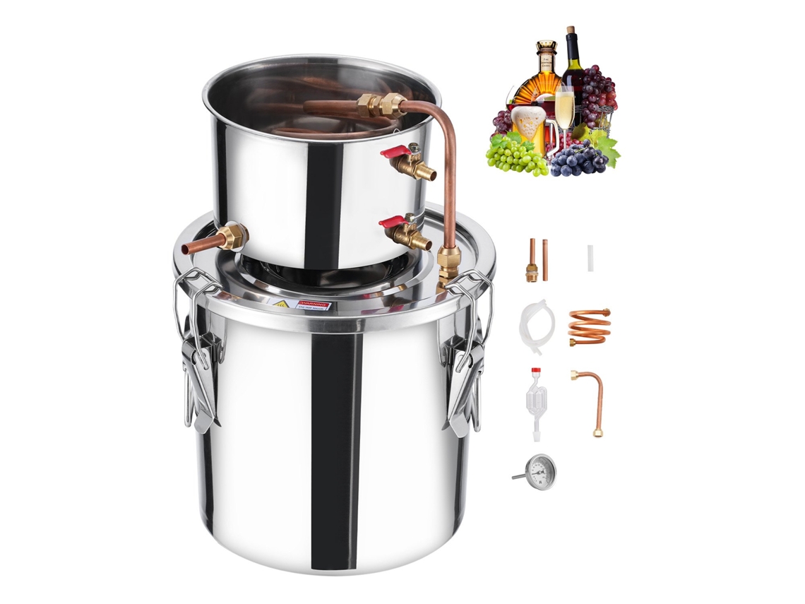 Destilador de água e álcool em aço inoxidável VEVOR 11,4 L Φ 250 x 250 mm