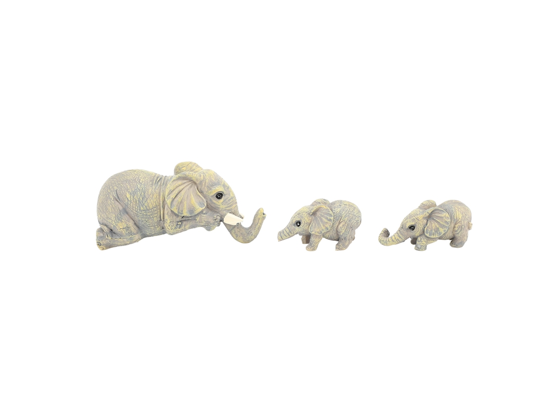 Estátua de Elefante Mãe e Filhotes Decorativa em Resina Pintada À Mão para Mesa Prateleira
