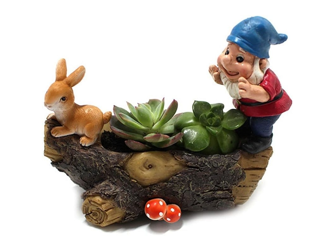 Maceta De Resina Para Suculentas Con Diseño De Animalito Y Enano Jardín Adorable