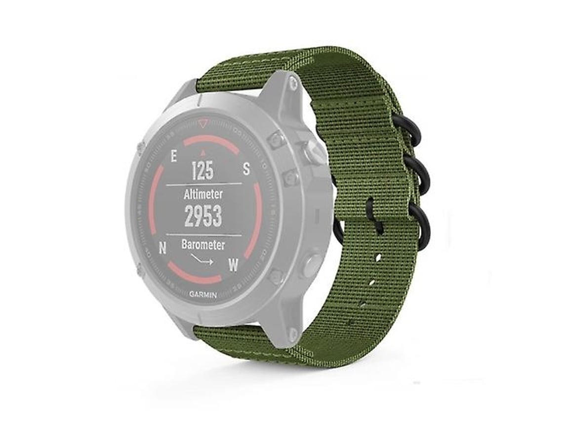 Pulseira De Relógio Lurelia Para Garmin Fenix 3 / 5x Universal 26 Mm Três Anéis Nylon Exército Verde