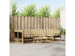 Vidaxl Conjunto De Sofás Para Exterior 7 Unid. Branco E Bege