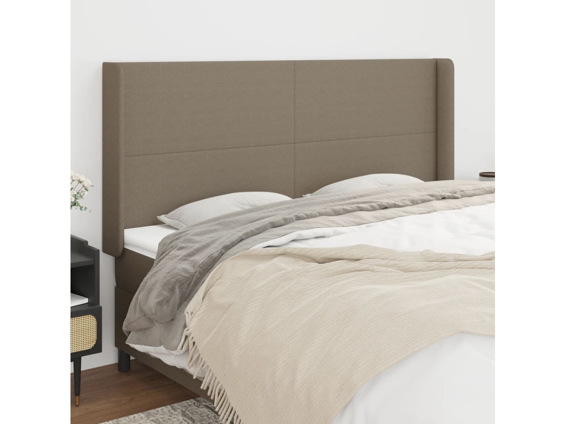 Cabecero con Trabillas de Tela 163x16x118/128 Cm Gris-Marrón