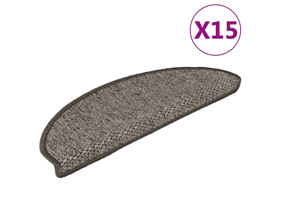 Vidaxl Tapetes Escada Adesivos Aspeto Sisal 15 Pcs Cinzento/bege