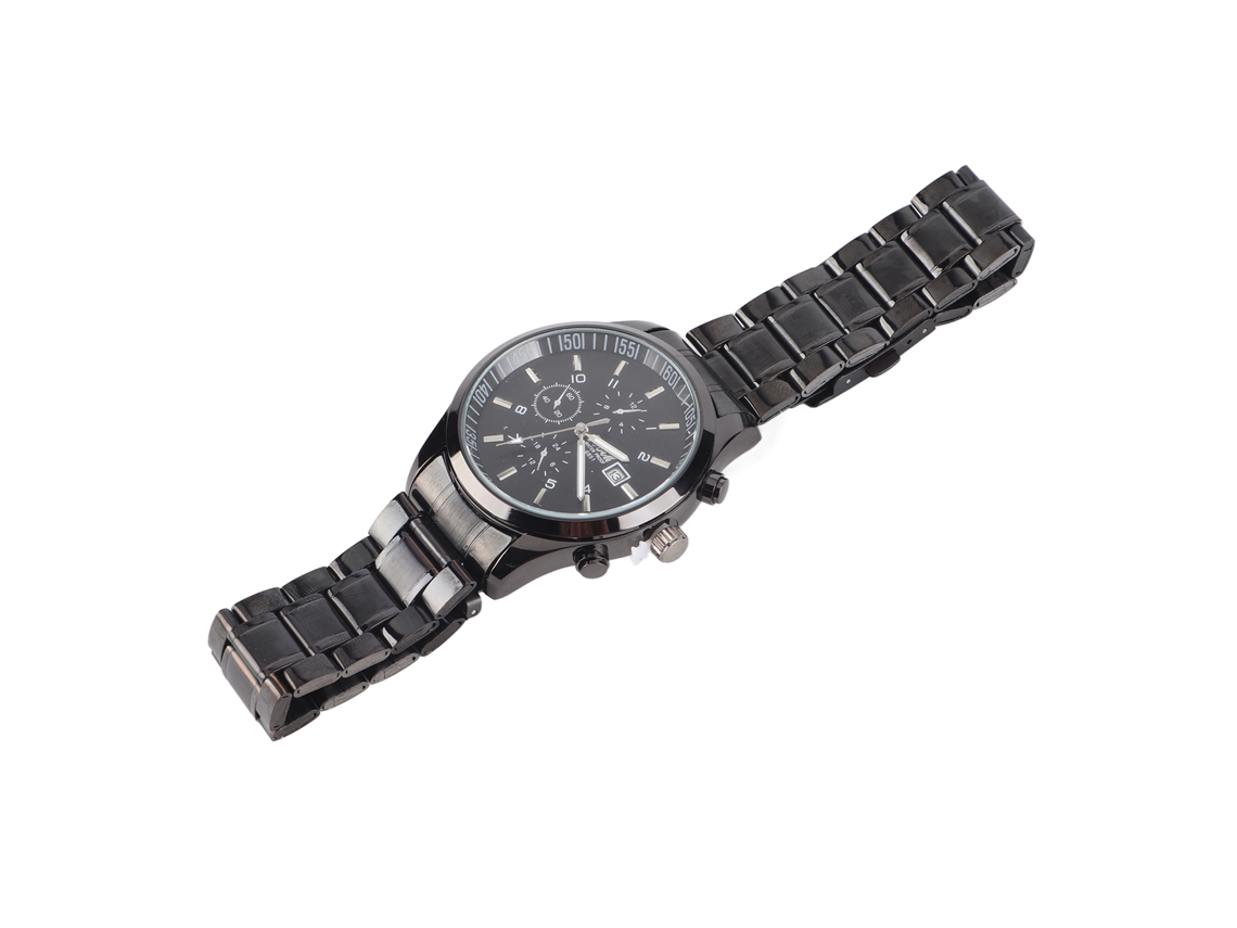 Reloj Hombre Ultradelgado Resistente Al Agua Con Esfera Nocturna Acero Inoxidable Negro