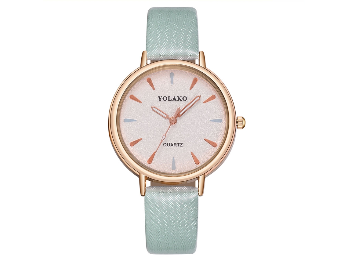 Relógio de Pulso Feminino Simples de Quartzo com Cinto de Couro Pu Verde