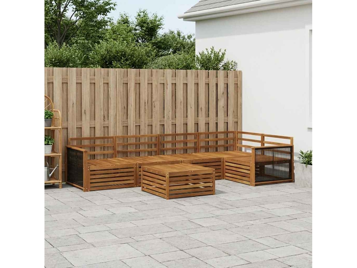 Vidaxl Conjunto De Sofás Para Exterior 6 Pcs Natural