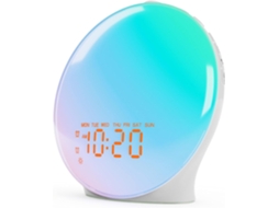 Despertador Com Luz De Nascer Do Sol Para Quarto, 17 Luzes Noturnas, Aparelho De Som Com Alto-falante Bluetooth (branco)