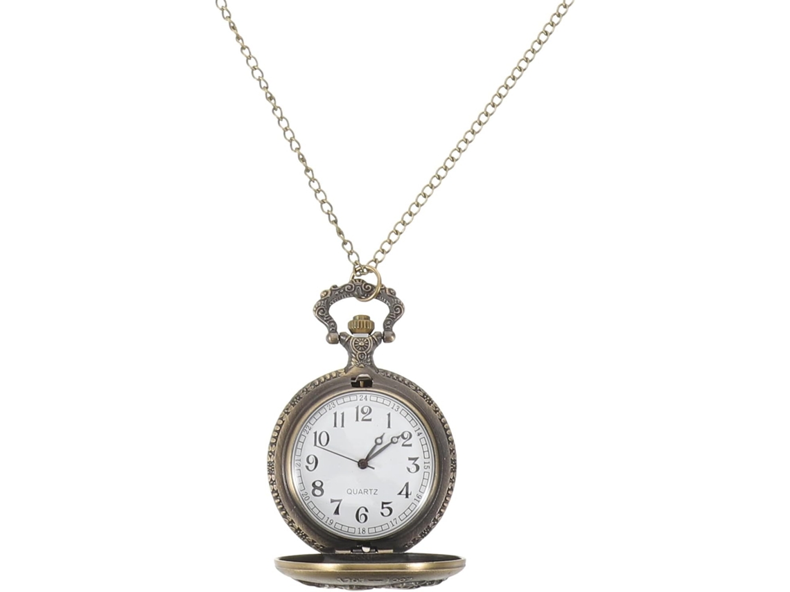 Colar GOKOCO Relógio Vintage Pingente Quartzo Bronze Contador Numerais Árabes