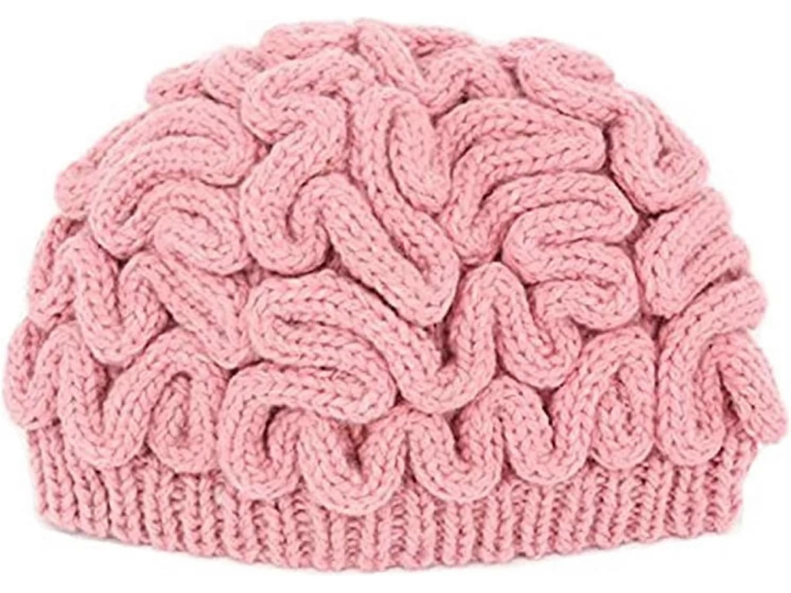 Chapéu Omni Feito à Mão de Malha Unissex Cérebro Design Criativo Novidade Halloween Rosa Personalidade Adultos Quente Confortável Tamanho Elástico