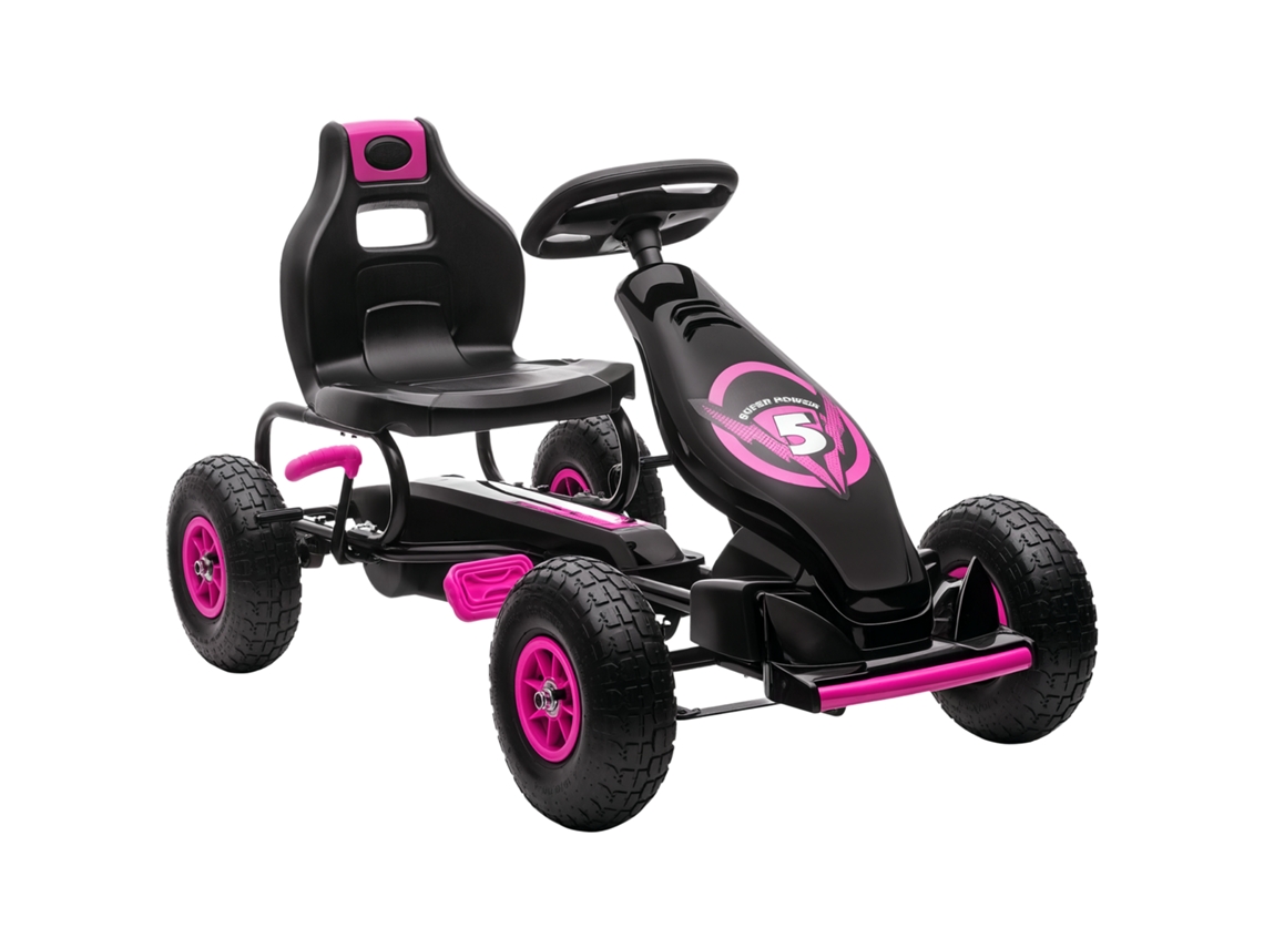 Kart Infantil a Pedal com Assento Ajustável e Freio de Mão, Adequado para Crianças de 5 a 12 Anos, Rosa e Preto. PROFESIA BOYANG (3 Posições)
