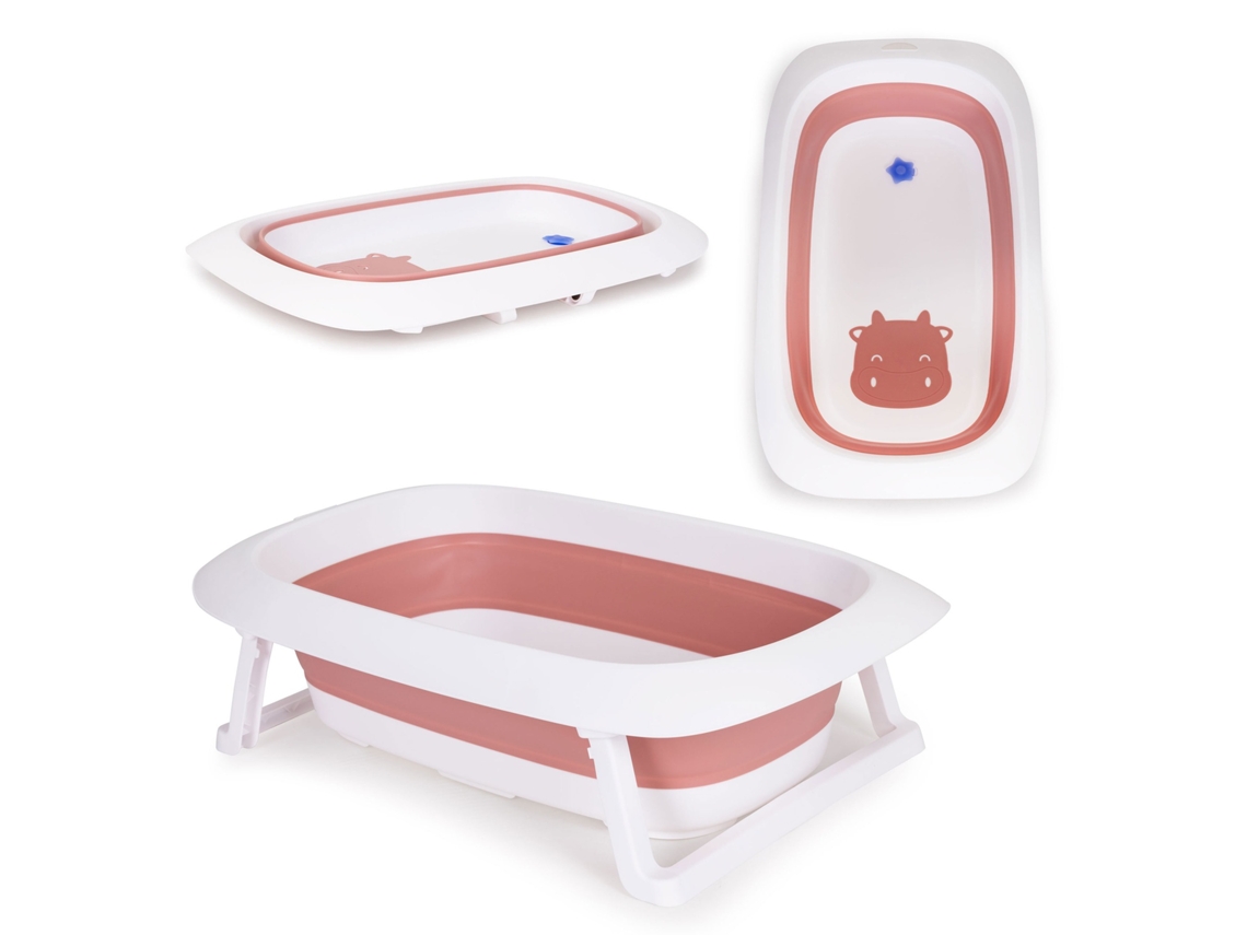 Banheira Dobrável Rosa Com Ralo Para Banho De Bebê Fudge Ecotoys