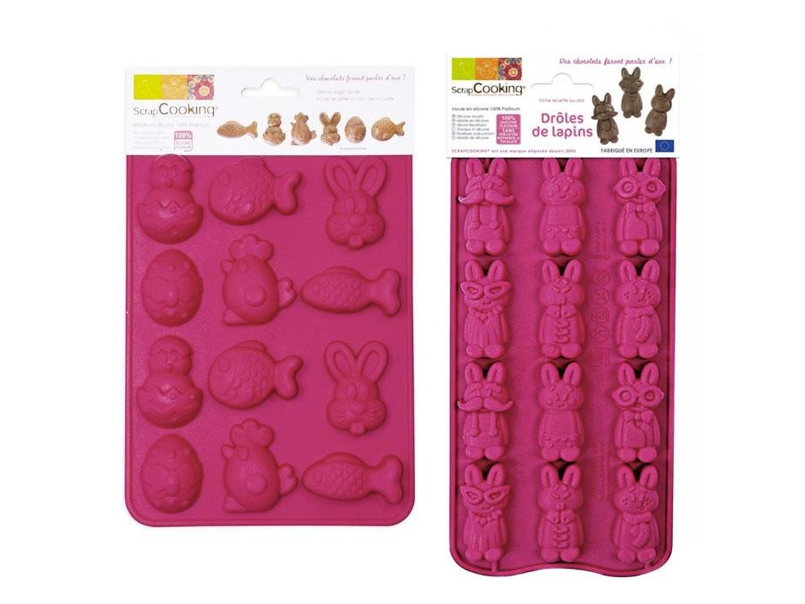 Formas de Chocolate Coelhos e Bombons de Páscoa SCRAPCOOKING