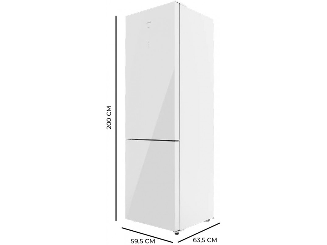Frigorífico Combi White Glass com Capacidade de 356 L 200 Cm de Altura e 60 Cm de Largura Classe e com Sistema Multi Air Flow Total no Fro CECOTEC