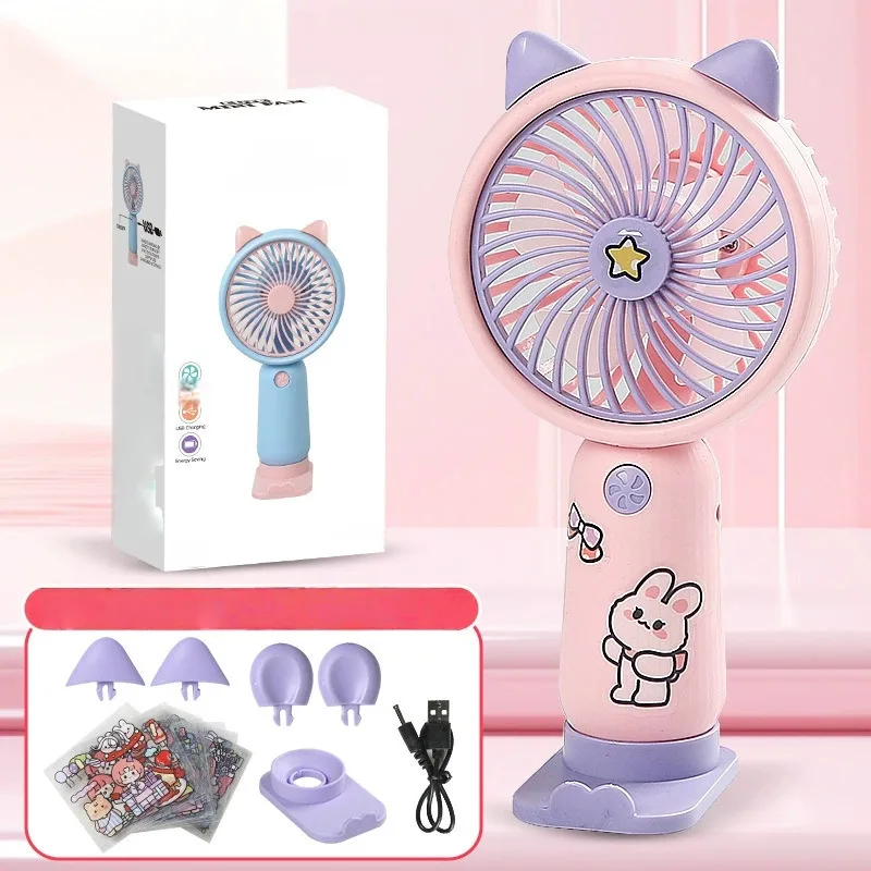 Mini Ventilador de Mão MDUG com Três Velocidades e Interface USB (rosa)