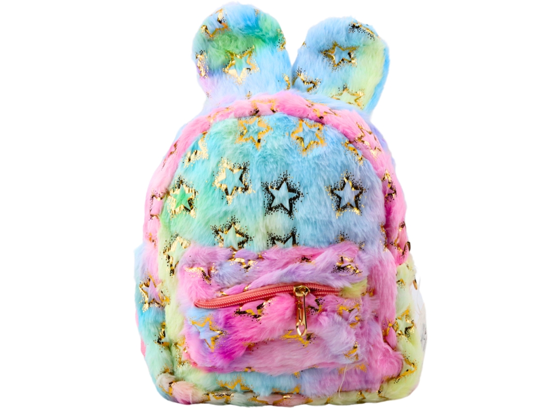 Plush Backpack Ears Gold Stars Children's Colorful 24cm