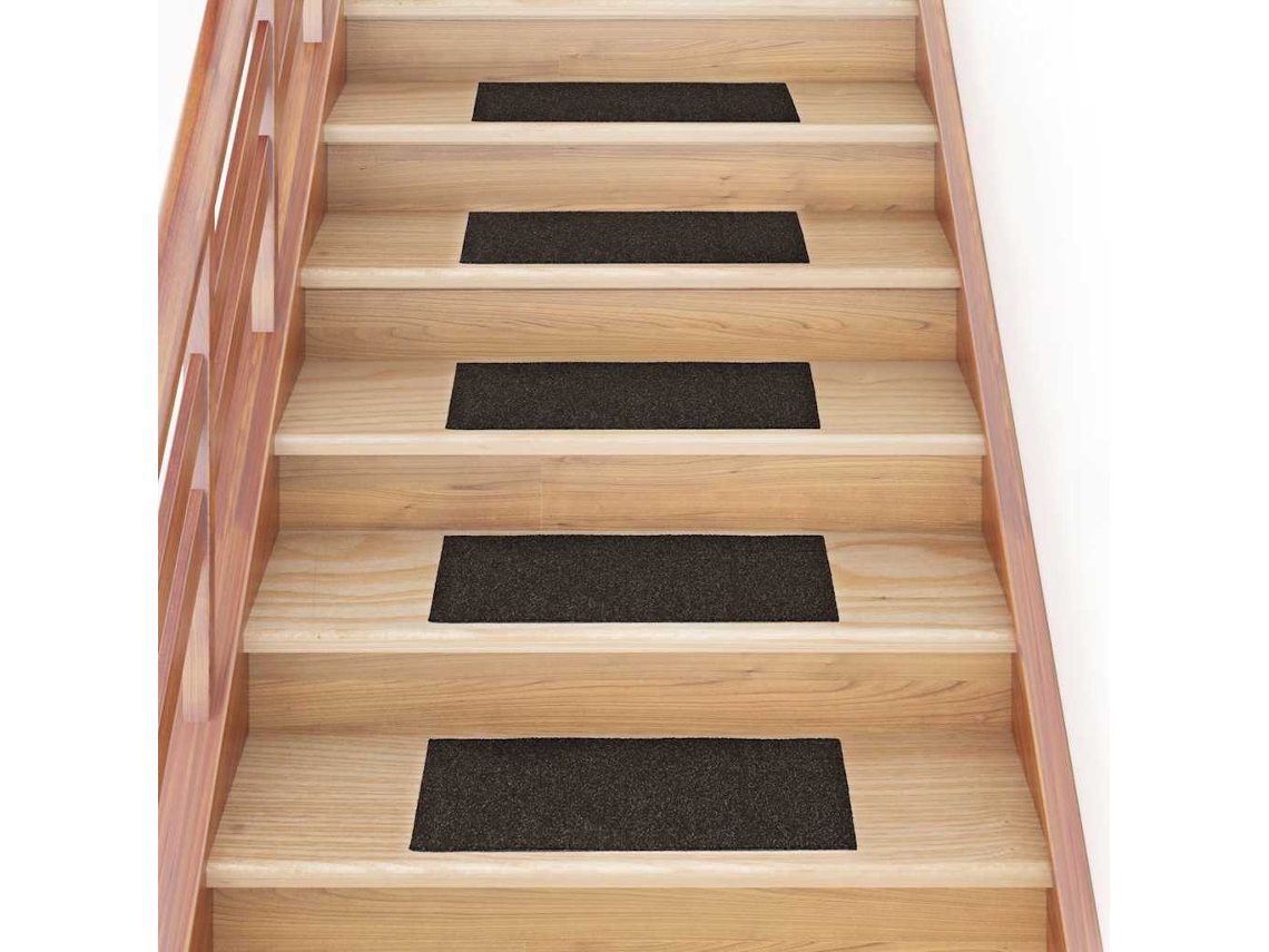 Vidaxl Tapetes De Escada Autoadesivos 30 Peças 60x25 Cm Marrom Escuro Retangular
