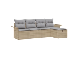 Conjunto 5 Conjuntos De Sofás Para Jardim Vidaxl Preto Vime Pe (251 X 117 X 85 Cm)