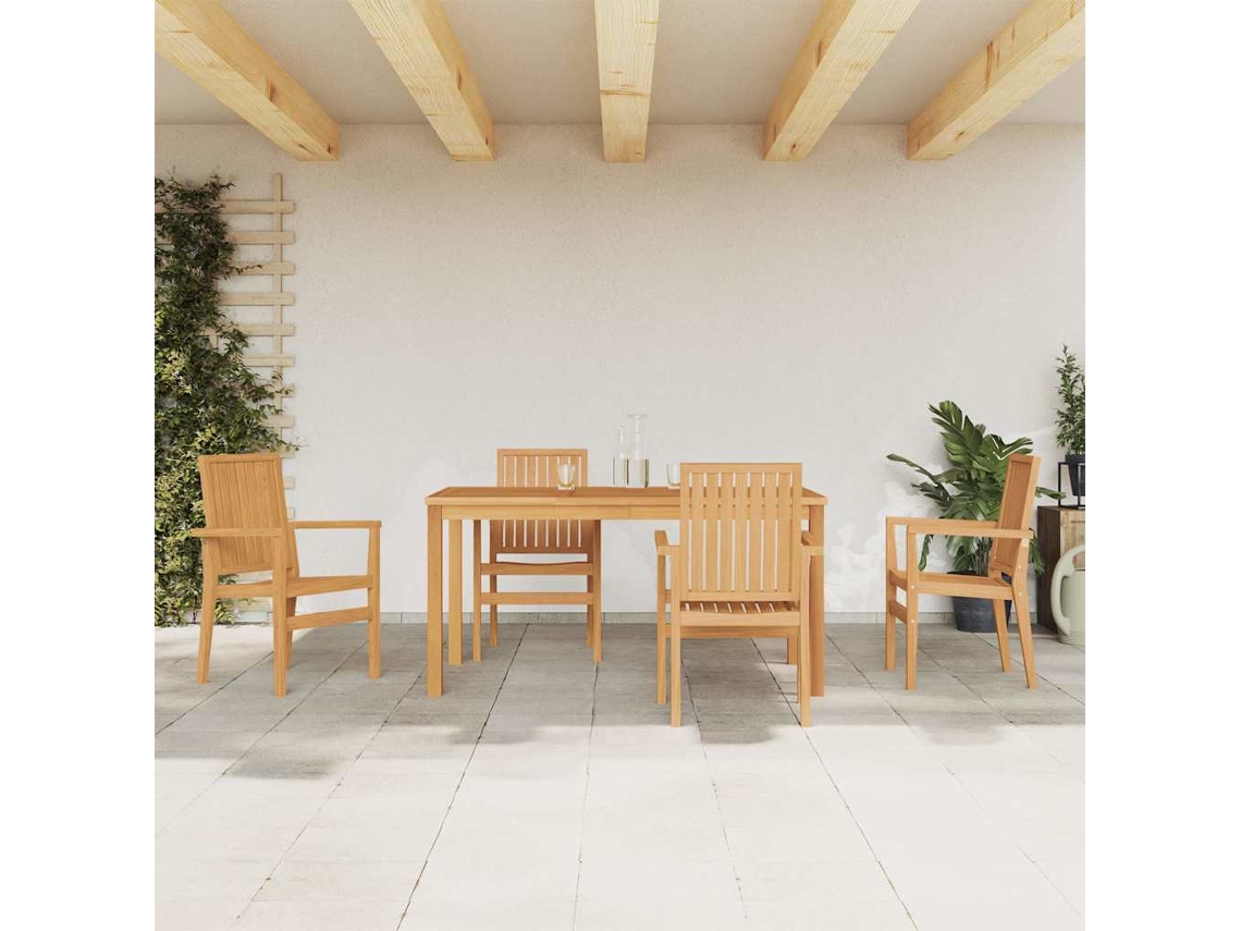 Vidaxl 5 Pcs Conjunto De Jantar P/ Jardim Madeira De Teca Maciça