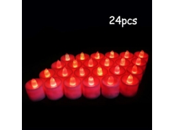 Rebe velas Led Sin Llama de Plástico Con Luz Amarilla para Exterior, 12/24/36/48 Piezas, Decoración de Fiestas Y Navidad 24 Peças Vermelhas