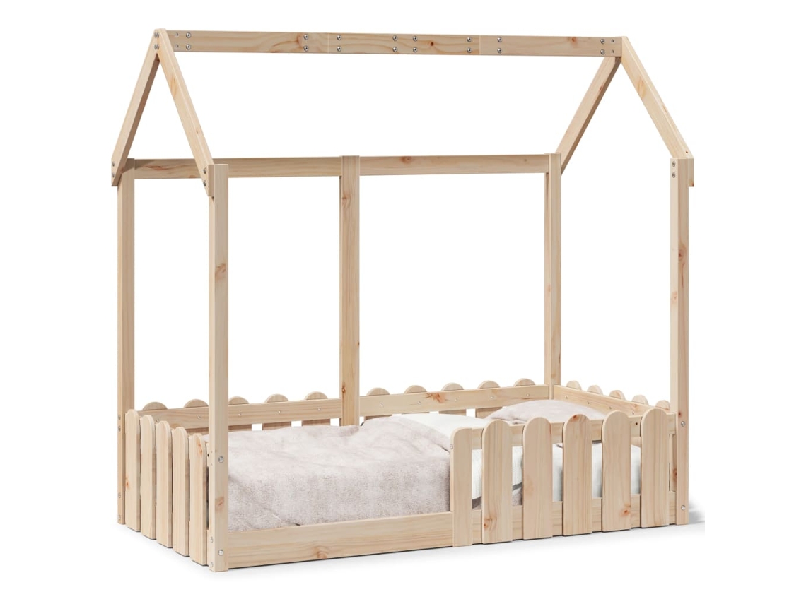 Kids' House Bed Frame, Kids' House Bed Frames Vidaxl Marrom Madeira De Pinho (70 X 140 Cm)