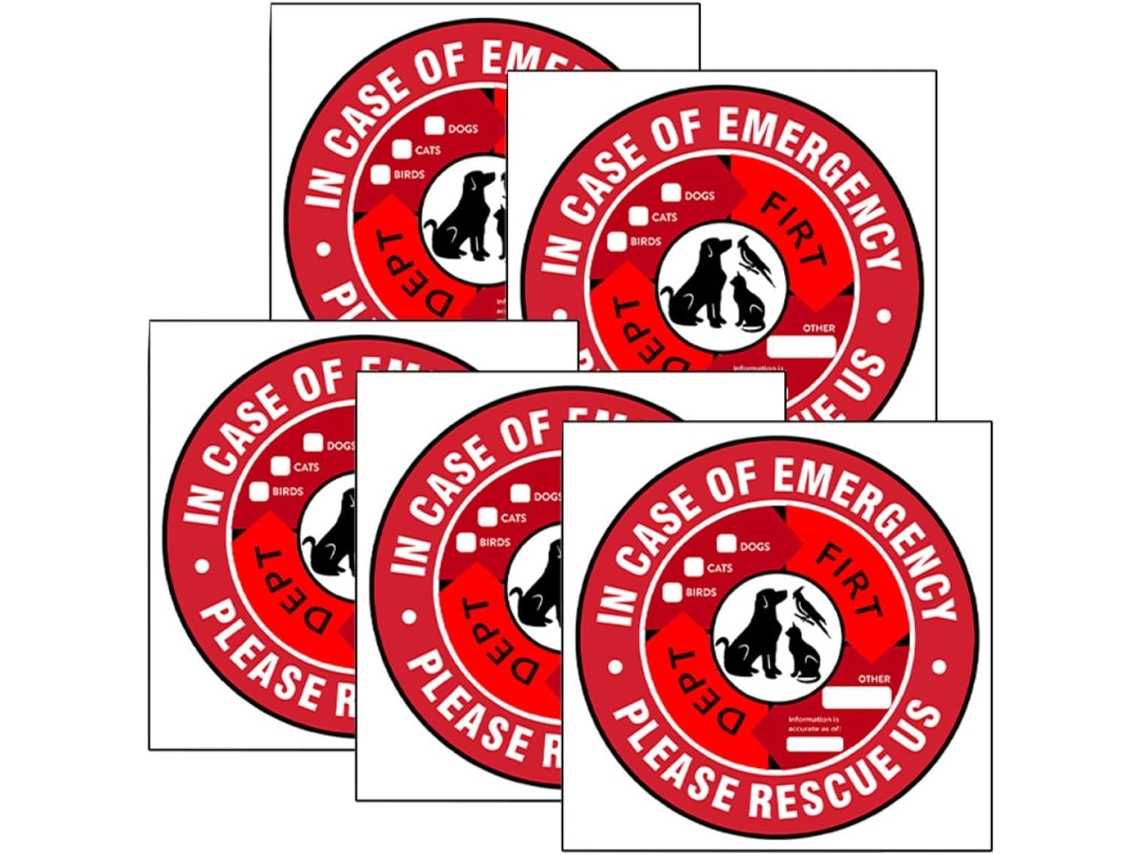 Adesivo Parede Vermelho Aviso Animais Estimação Decalque Confiável Pvc 5 Peças Hospitais Veterinários Áreas GOKOCO