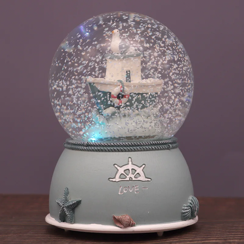 Caixa de Música Flutuante com Floco de Neve e Bola de Cristal, Presente para o Dia Dos Namorados MDUG (estilo 2)