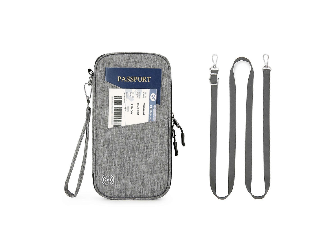 Porta-passaporte Com Alça De Pulso, Carteira Familiar, Bolsa Para Passaporte, Carteira De Viagem, Organizador Para Homem E Mulher, Cinza E Vermelho