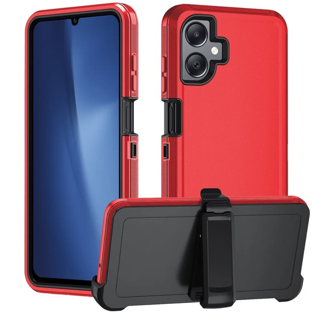 (vermelho, Galaxy A04) Capa Para Celular Samsung Em Material Híbrido Resistente A Impactos Com Tripla Camada E Clipe.