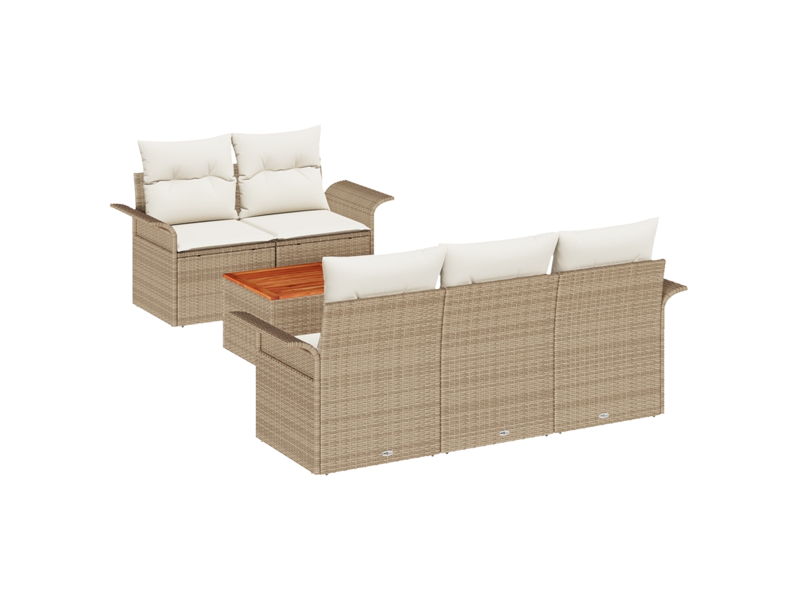 Conjunto 6 Sofá Modular Vidaxl Bege Vime Pe (55 X 55 X 37 Cm)