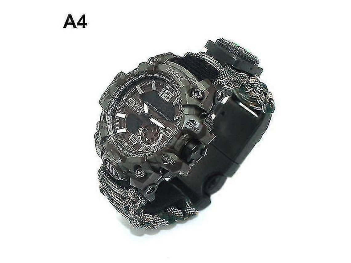 7 Em 1 Relógio De Pulseira Paracord Tático De Sobrevivência Ao Ar Livre Com Bússola Raspador Rotina Paracord Apito Ferramentas De Acampamento