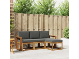 Vidaxl Conjunto De Sofás Para Exterior 4 Pcs Natural E Antracite