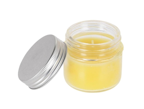 Vela tarro vidrio + tapa citronela 6 cm