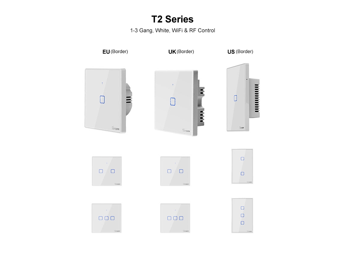 Interruptor Inteligente Sonoff T2 WiFi 433MHz Controle Remoto Alexa Google