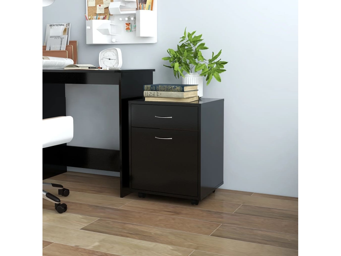 Vidaxl Móvel Com Rodas 45x38x54 Cm Derivados De Madeira Preto