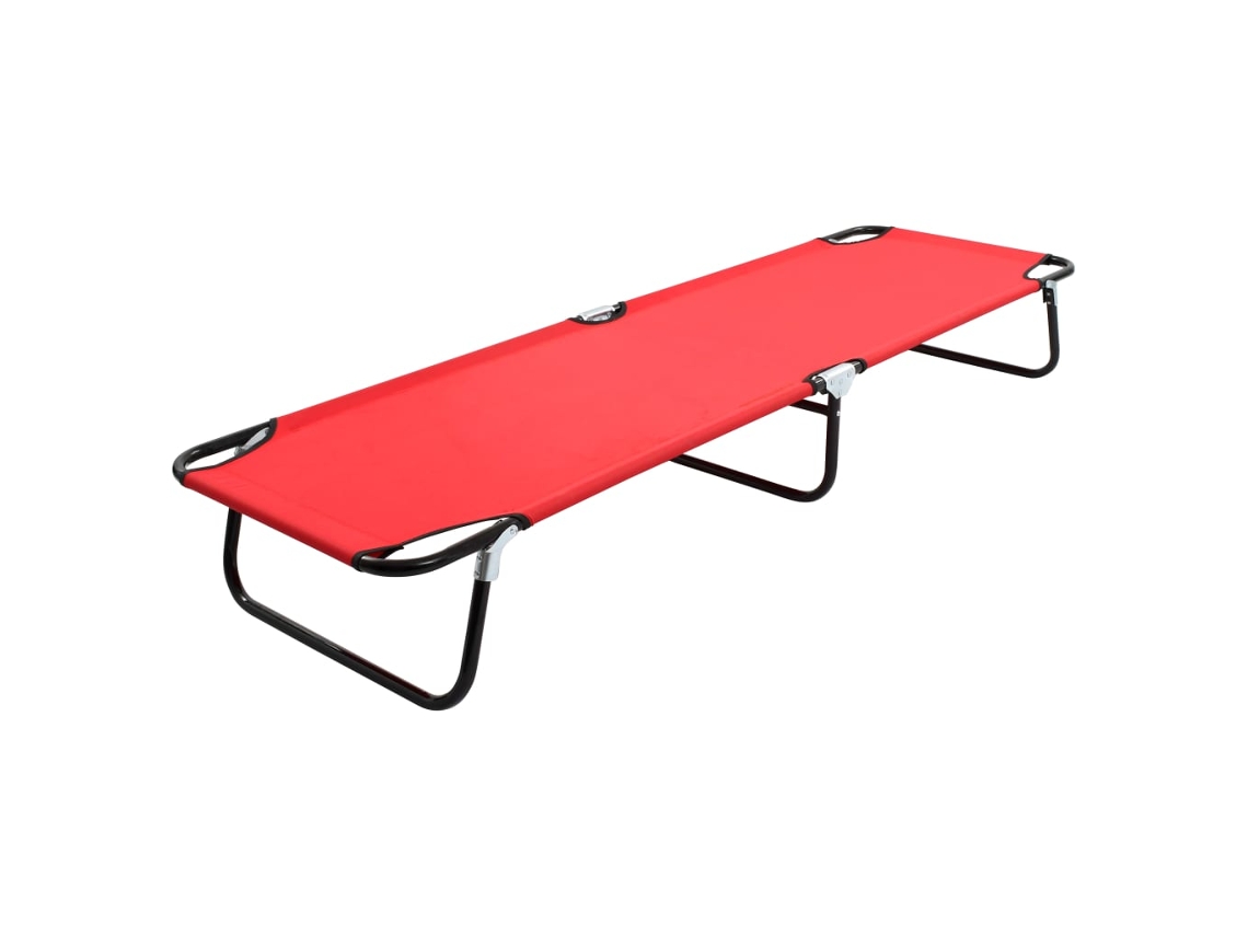 Vidaxl Espreguiçadeira/cama Dobrável Aço Vermelho