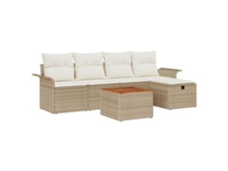 Conjunto 6 Conjunto De Sofá De Jardim Vidaxl Bege Vime Pe (55 X 55 X 37 Cm)