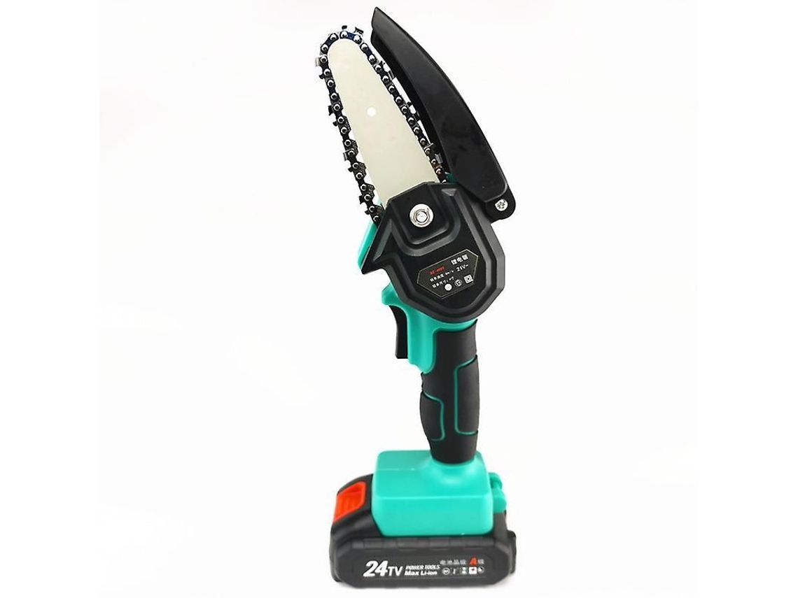 Mini motosserra a bateria, serra elétrica sem fio de 4 polegadas com bateria recarregável para cortar madeira e podar.