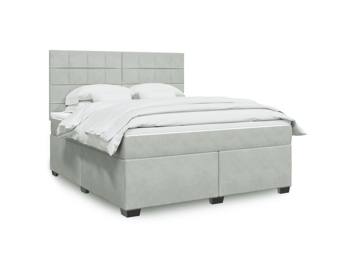 Vidaxl Cama Com Molas/colchão 180x200 Cm Veludo Cinzento-claro
