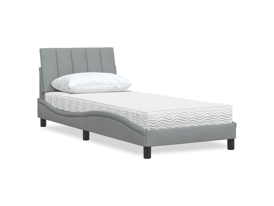 Vidaxl Cama Com Colchão Hanko 80x200 Cm Tecido Cinzento-claro
