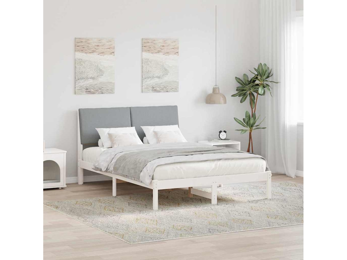 Vidaxl Estrutura Da Cama Branco E Cinza Claro 150 X 200 Cm